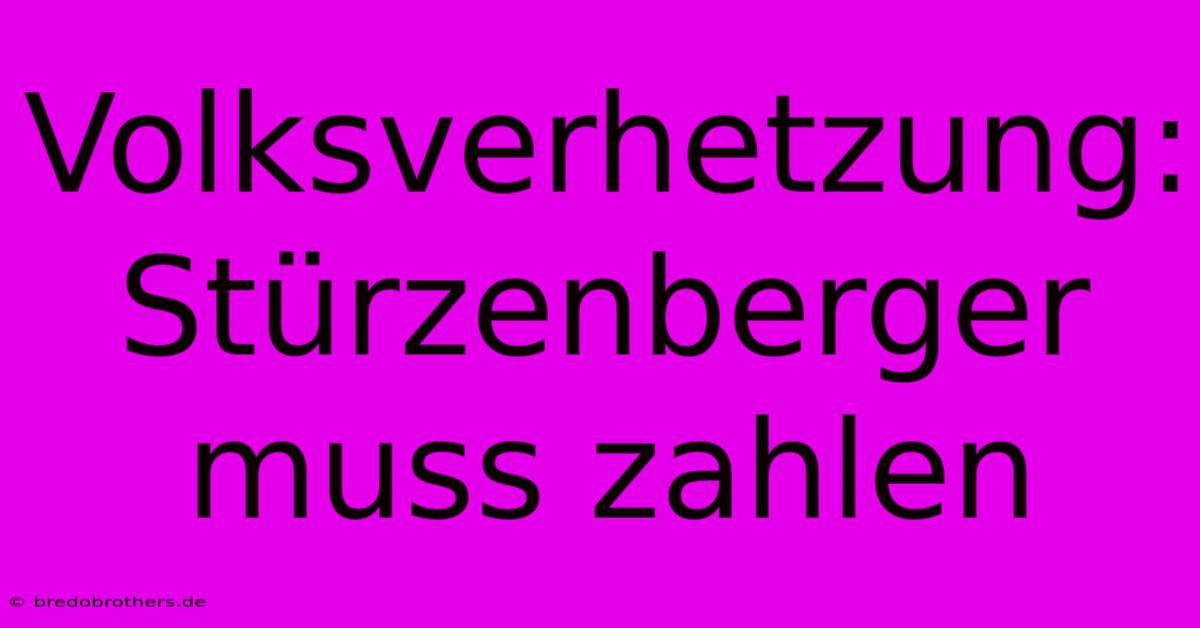 Volksverhetzung: Stürzenberger Muss Zahlen