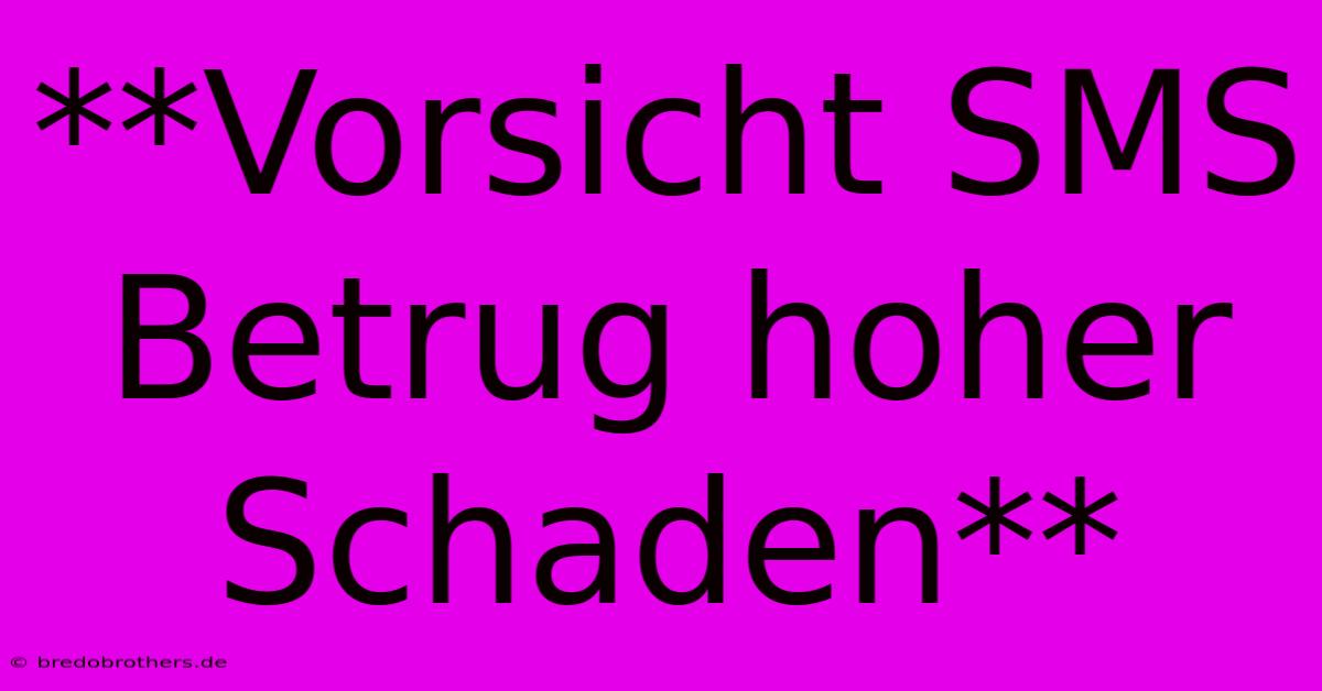 **Vorsicht SMS Betrug Hoher Schaden**