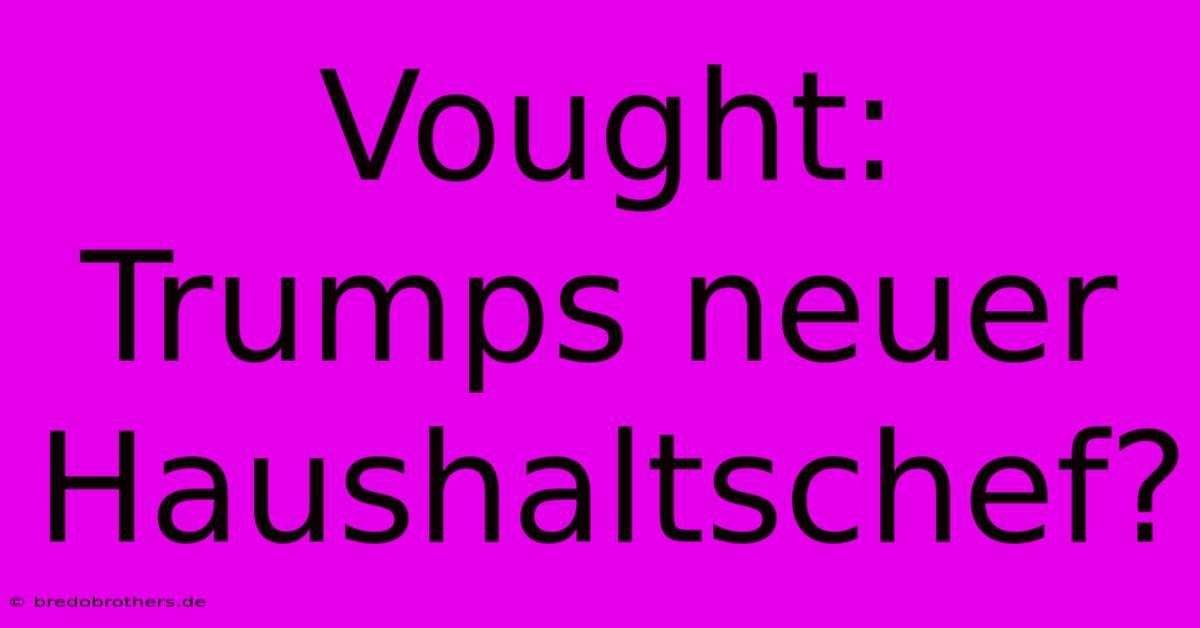 Vought: Trumps Neuer Haushaltschef?