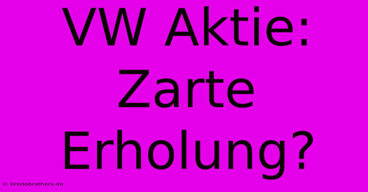 VW Aktie: Zarte Erholung?