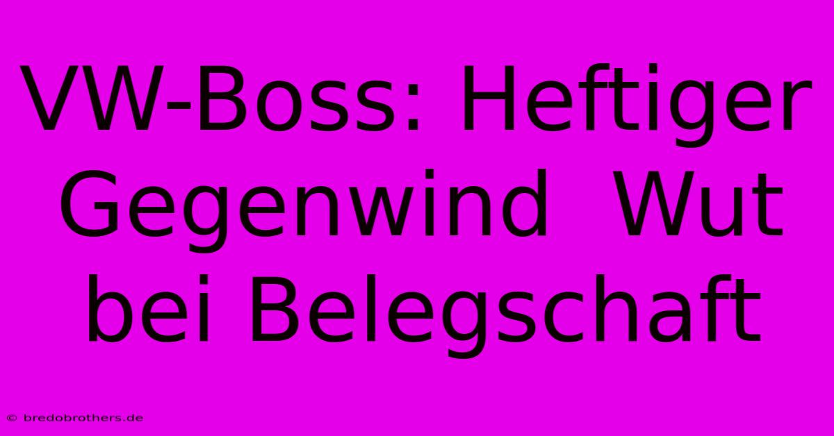 VW-Boss: Heftiger Gegenwind  Wut Bei Belegschaft