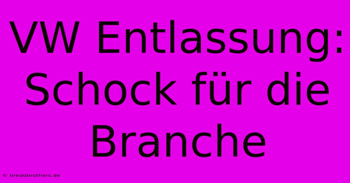 VW Entlassung:  Schock Für Die Branche