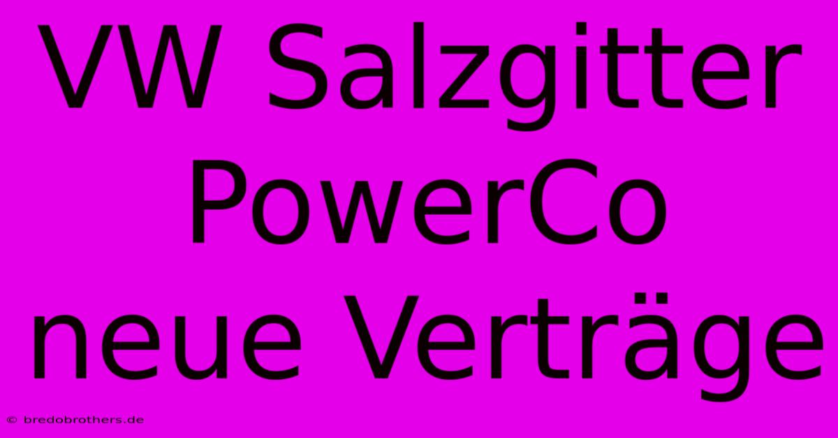 VW Salzgitter PowerCo Neue Verträge