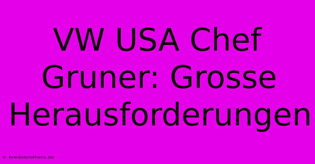 VW USA Chef Gruner: Grosse Herausforderungen