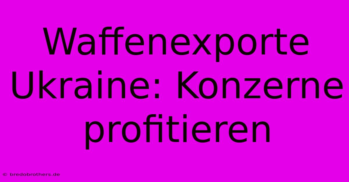 Waffenexporte Ukraine: Konzerne Profitieren