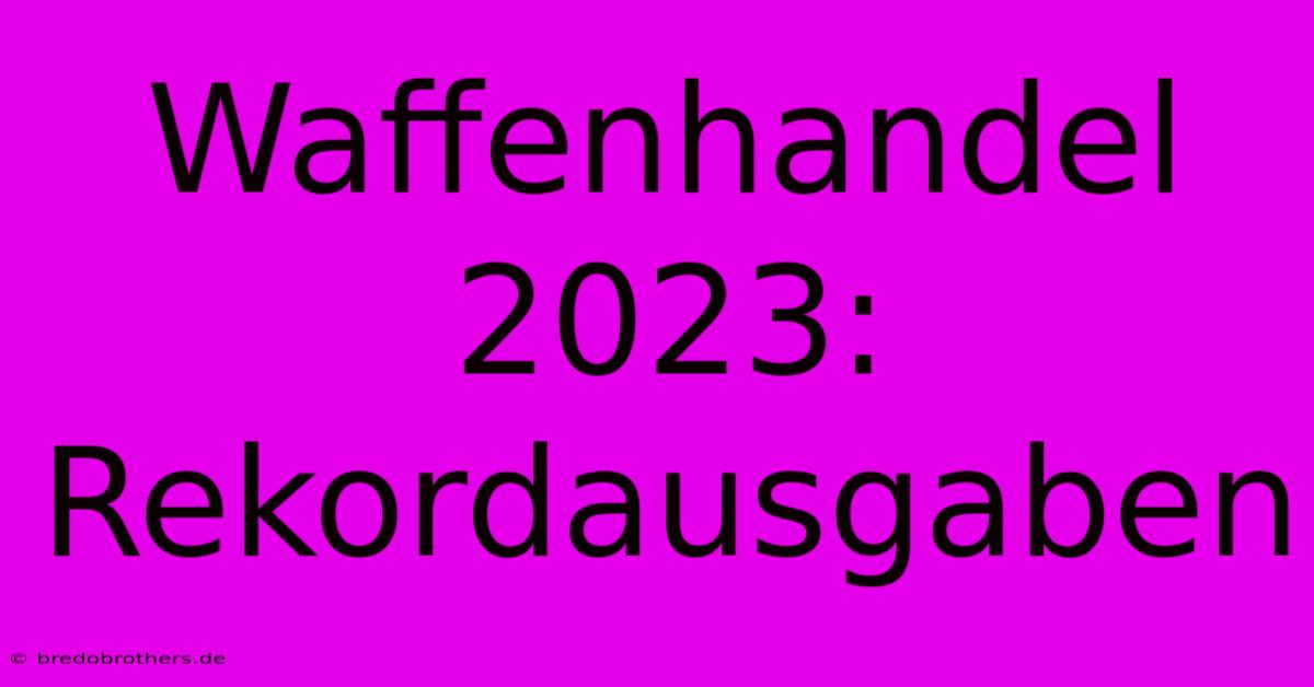 Waffenhandel 2023: Rekordausgaben