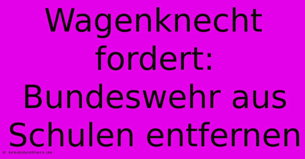 Wagenknecht Fordert: Bundeswehr Aus Schulen Entfernen