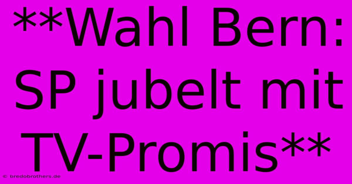 **Wahl Bern: SP Jubelt Mit TV-Promis**