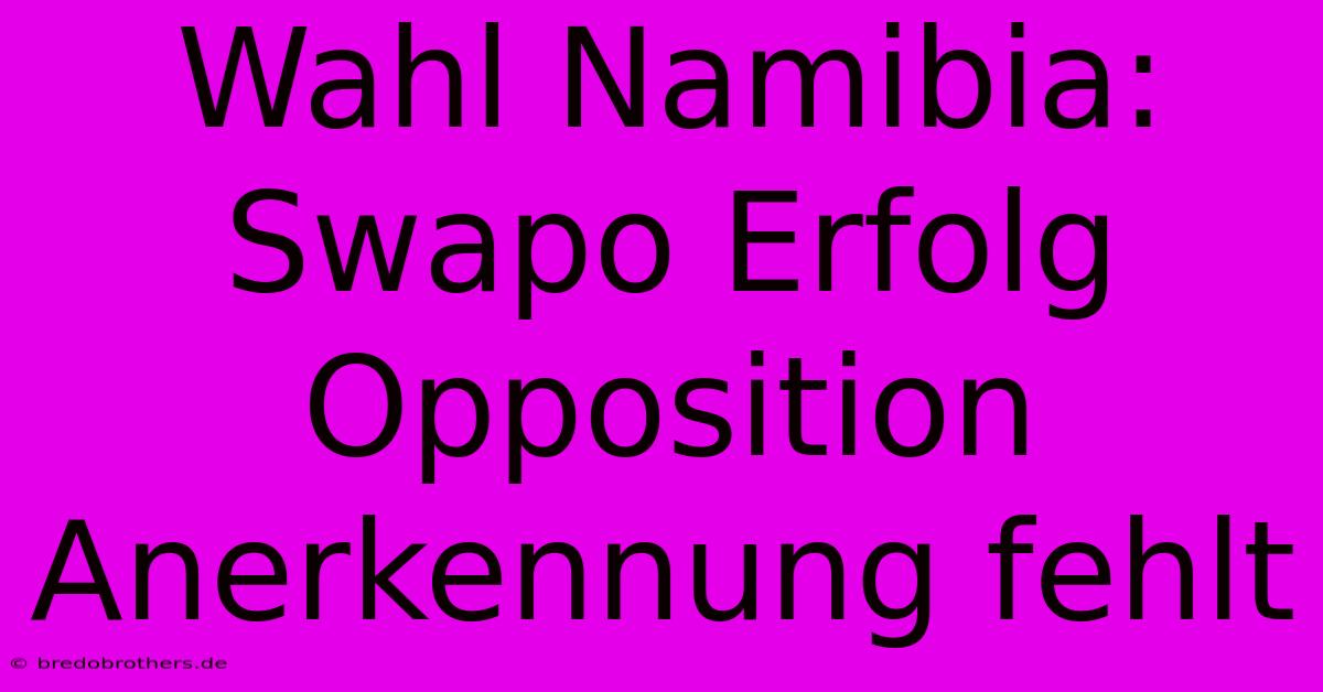 Wahl Namibia: Swapo Erfolg Opposition Anerkennung Fehlt