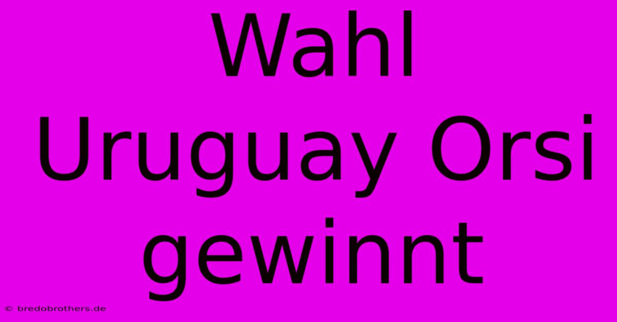 Wahl Uruguay Orsi Gewinnt