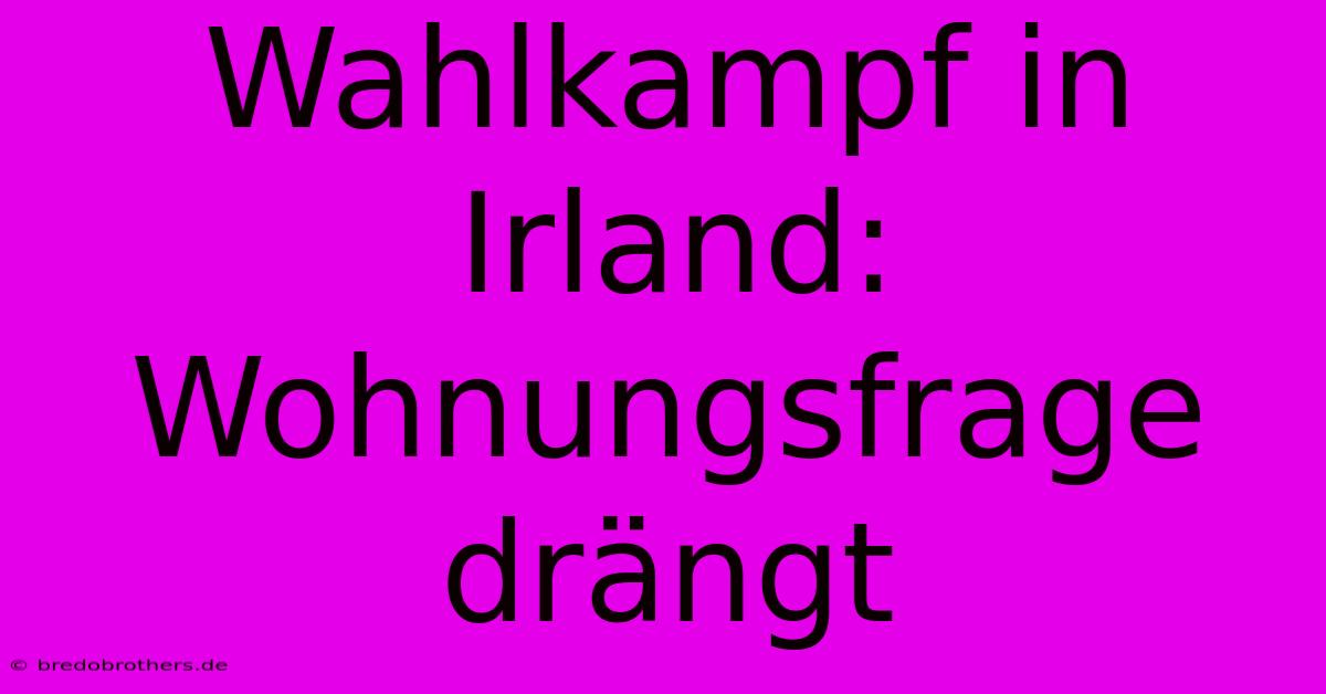 Wahlkampf In Irland: Wohnungsfrage Drängt