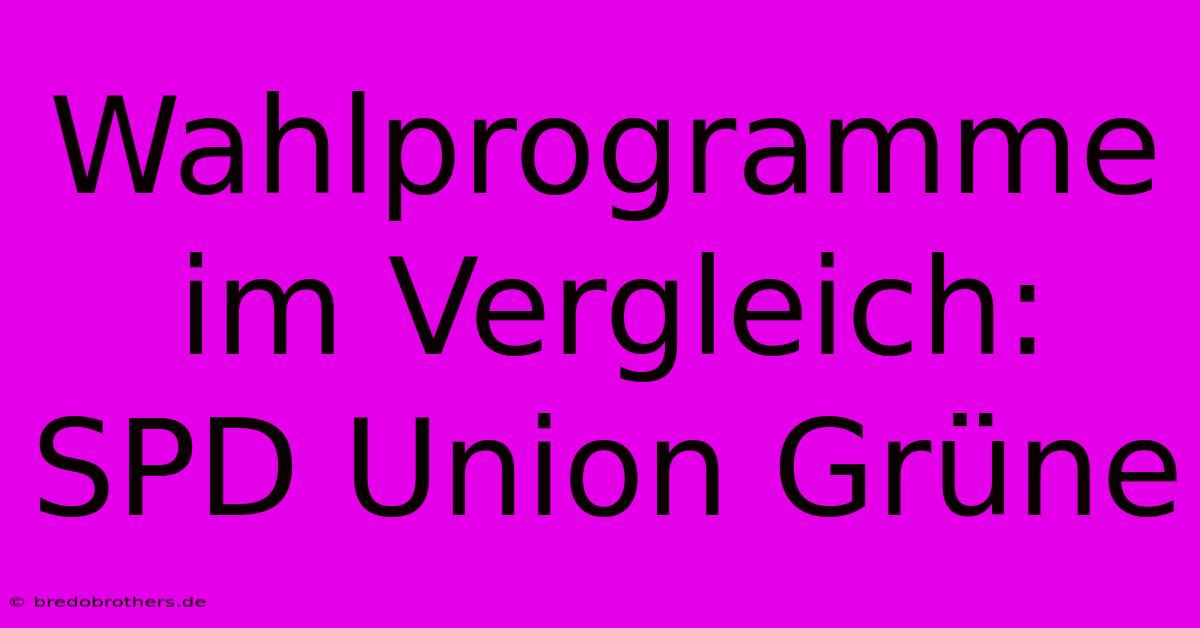 Wahlprogramme Im Vergleich: SPD Union Grüne