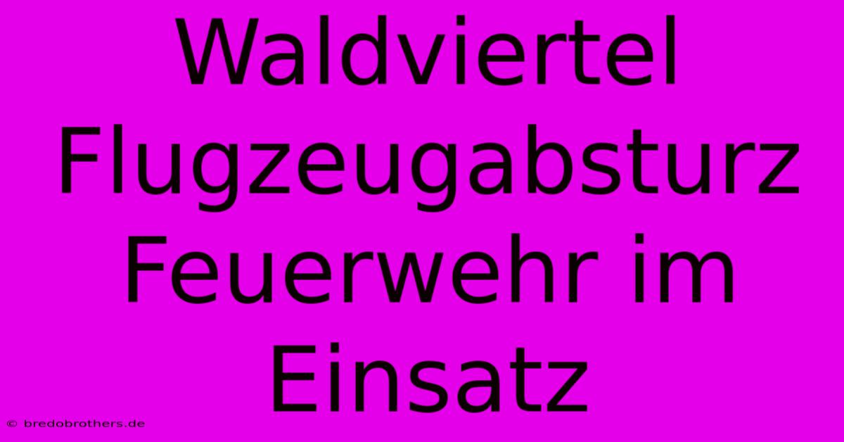 Waldviertel Flugzeugabsturz Feuerwehr Im Einsatz