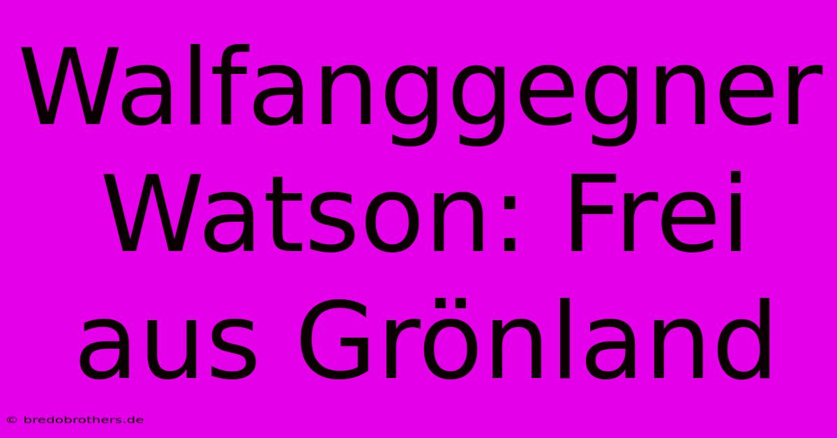 Walfanggegner Watson: Frei Aus Grönland