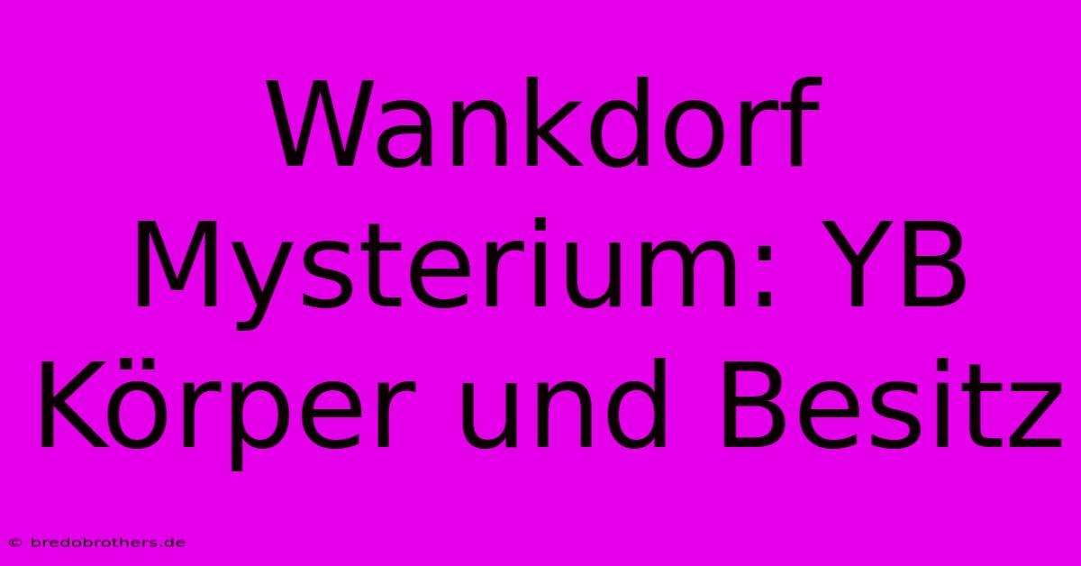 Wankdorf Mysterium: YB Körper Und Besitz