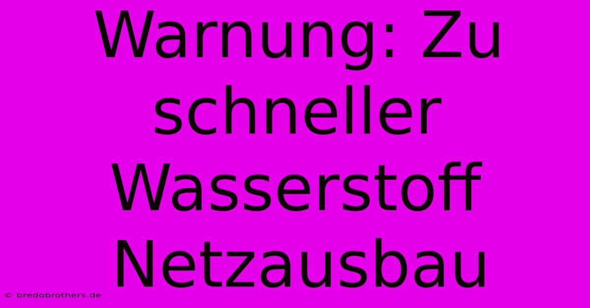 Warnung: Zu Schneller Wasserstoff Netzausbau