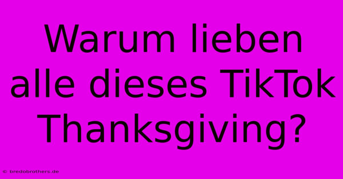 Warum Lieben Alle Dieses TikTok Thanksgiving?