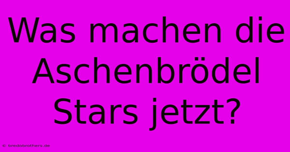 Was Machen Die Aschenbrödel Stars Jetzt?