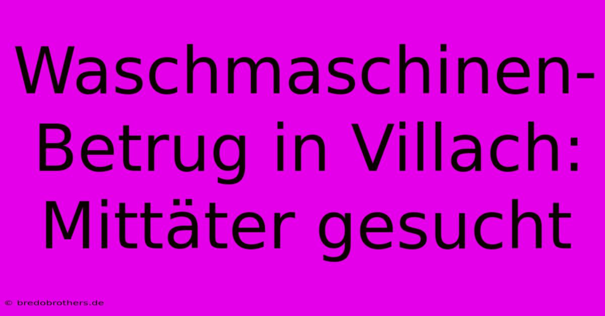 Waschmaschinen-Betrug In Villach: Mittäter Gesucht