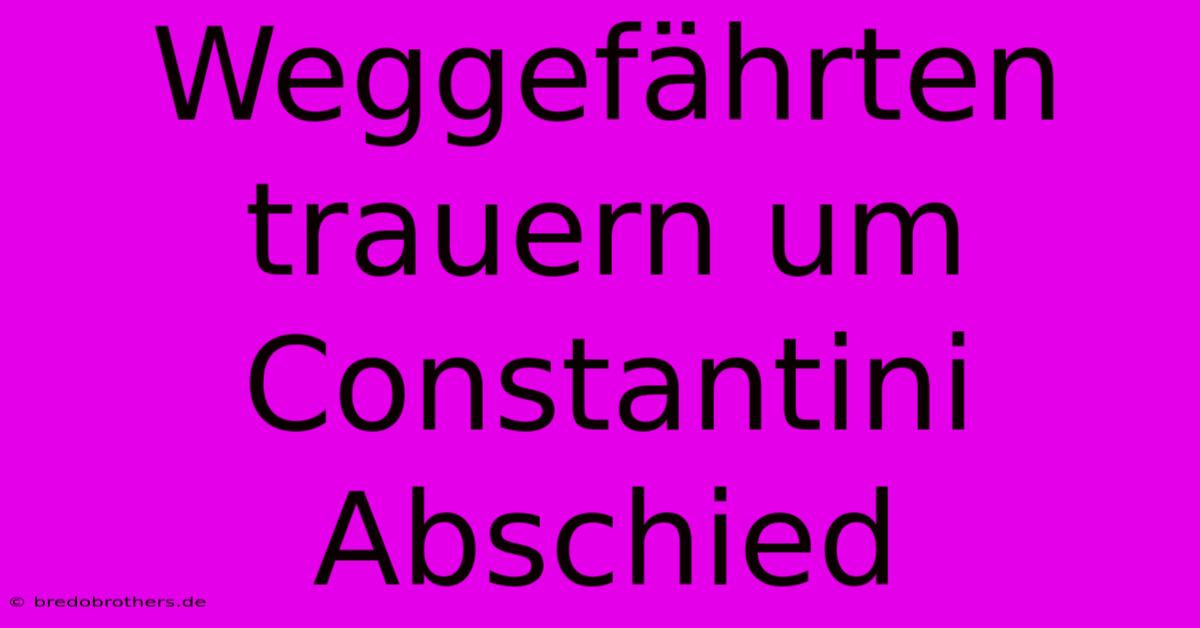 Weggefährten Trauern Um Constantini Abschied