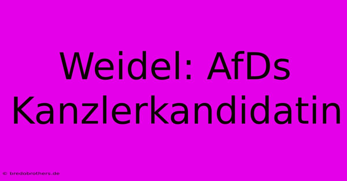 Weidel: AfDs Kanzlerkandidatin