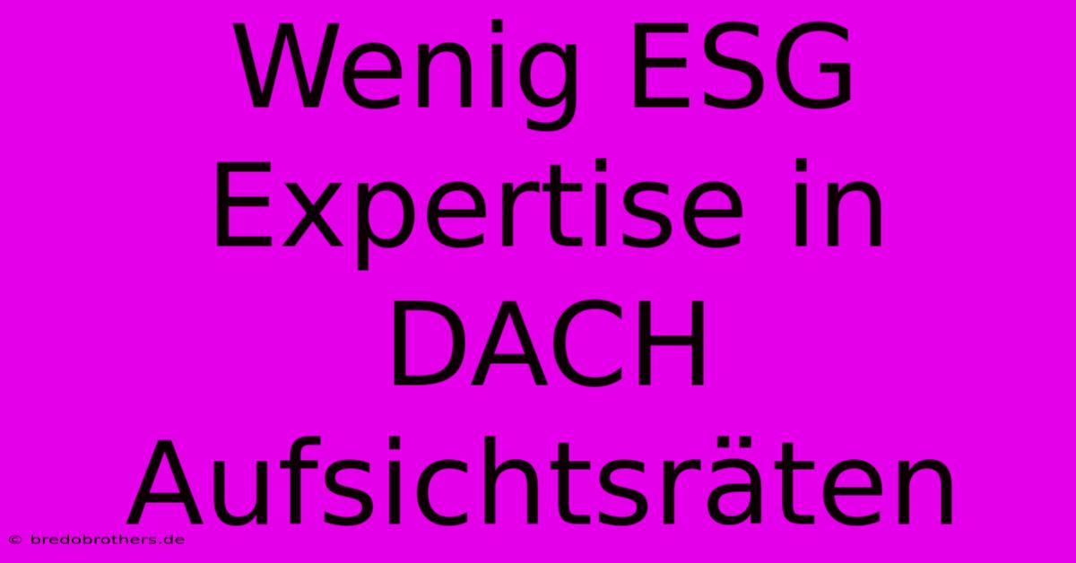 Wenig ESG Expertise In DACH Aufsichtsräten