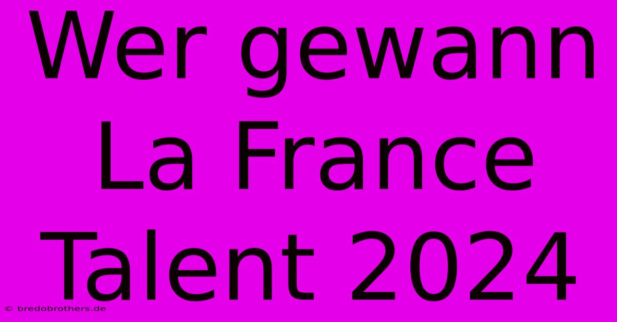 Wer Gewann La France Talent 2024