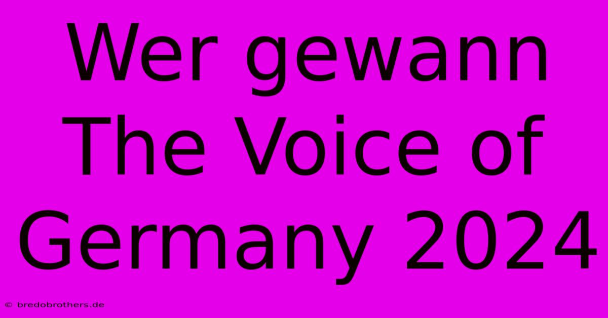 Wer Gewann The Voice Of Germany 2024