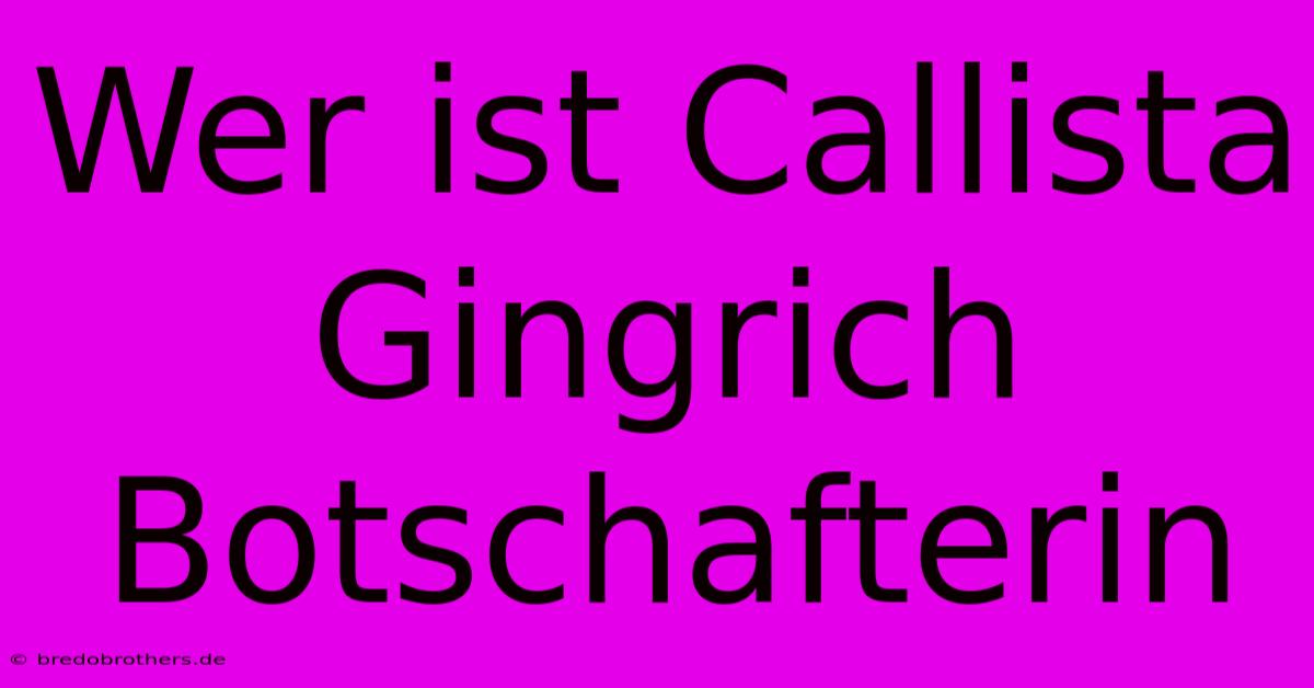 Wer Ist Callista Gingrich Botschafterin