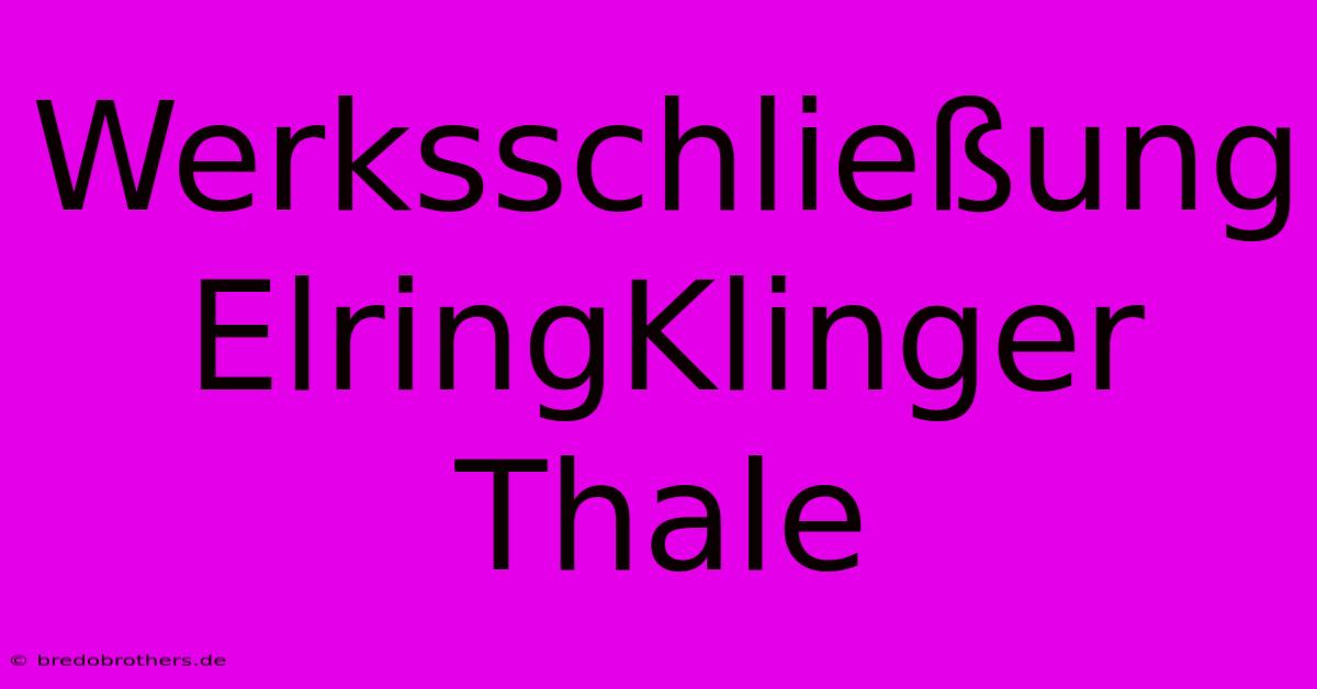 Werksschließung ElringKlinger Thale