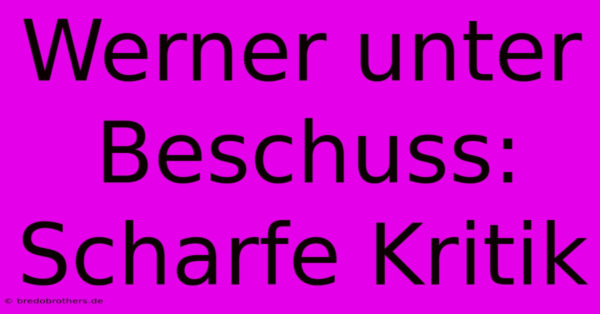 Werner Unter Beschuss: Scharfe Kritik