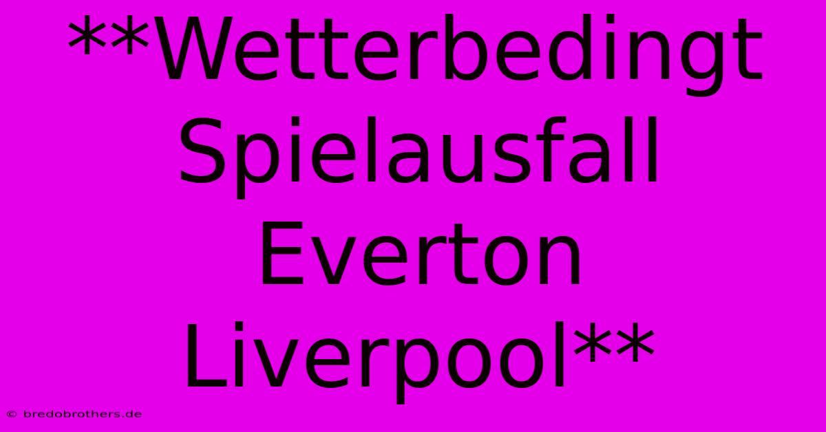 **Wetterbedingt Spielausfall Everton Liverpool**