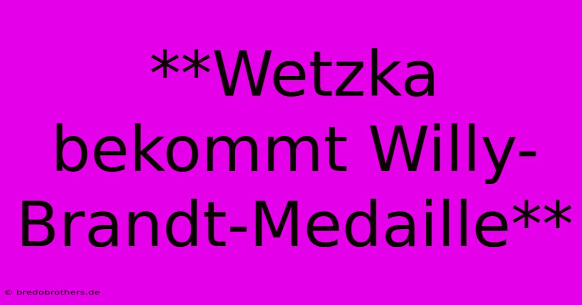 **Wetzka Bekommt Willy-Brandt-Medaille**