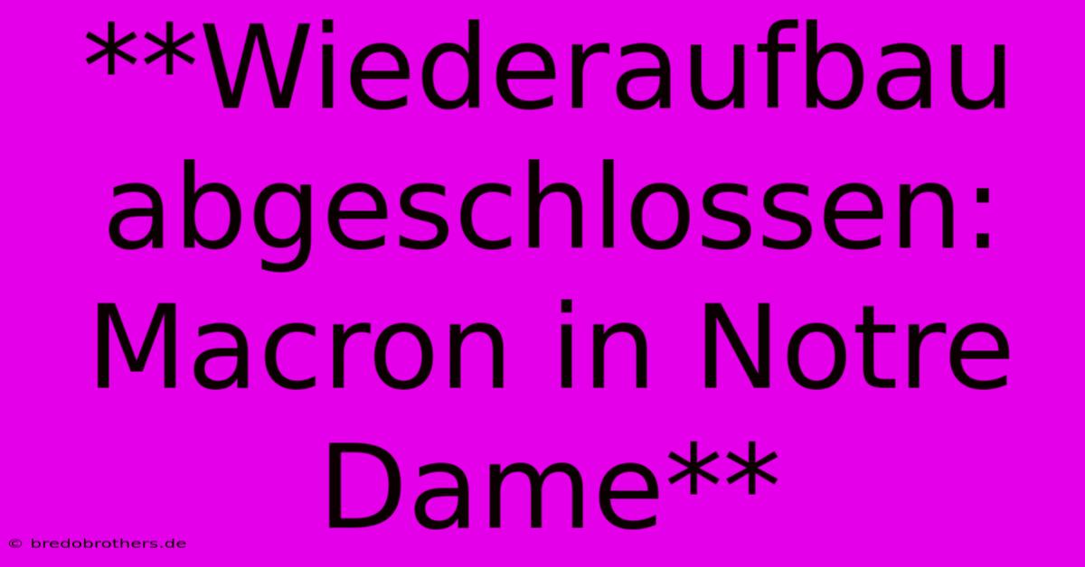 **Wiederaufbau Abgeschlossen: Macron In Notre Dame**