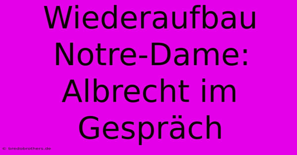 Wiederaufbau Notre-Dame: Albrecht Im Gespräch