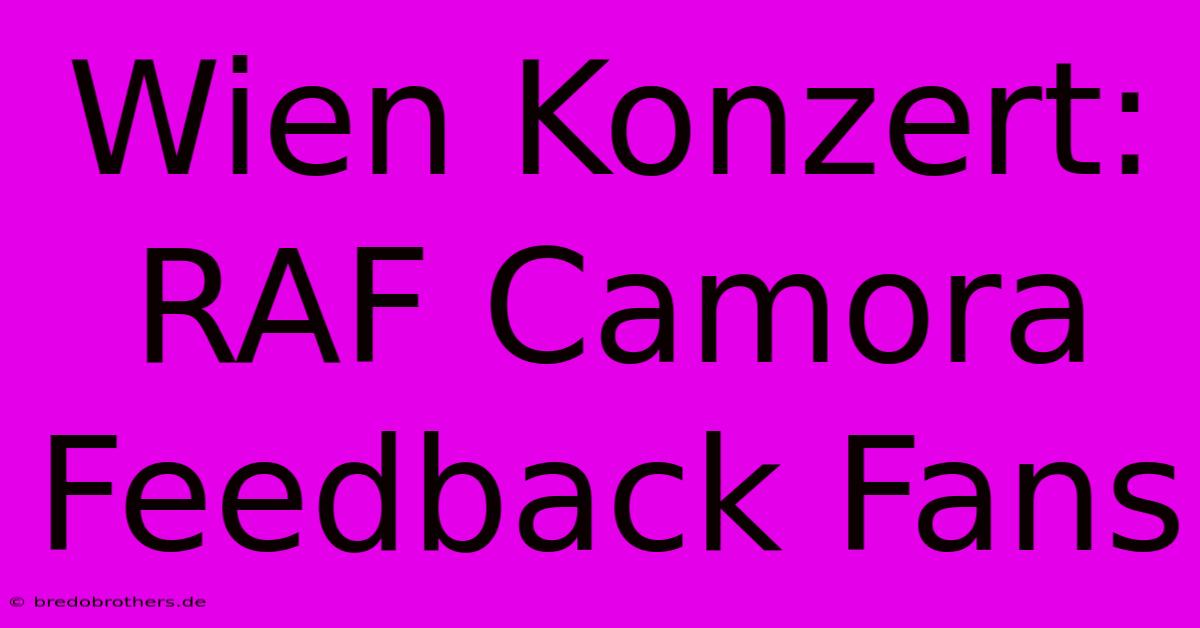 Wien Konzert: RAF Camora Feedback Fans