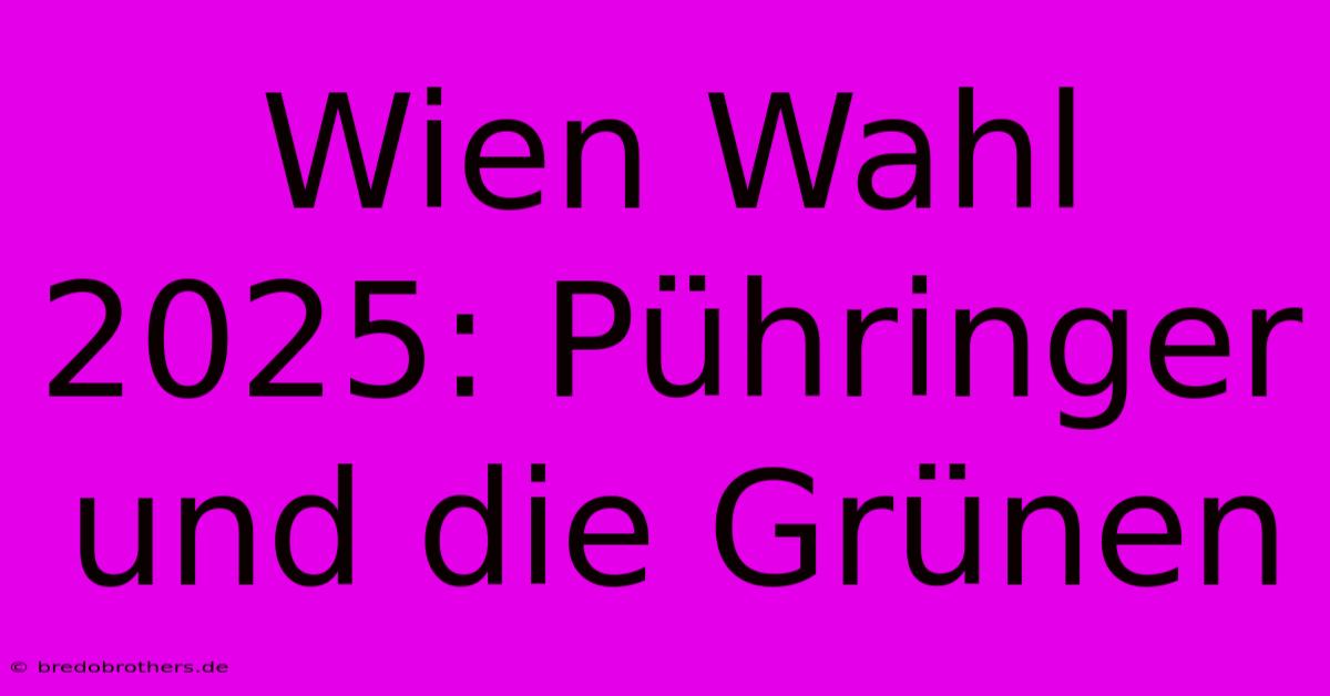 Wien Wahl 2025: Pühringer Und Die Grünen