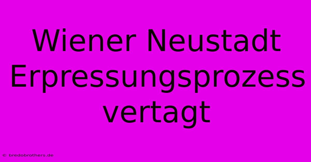 Wiener Neustadt Erpressungsprozess Vertagt