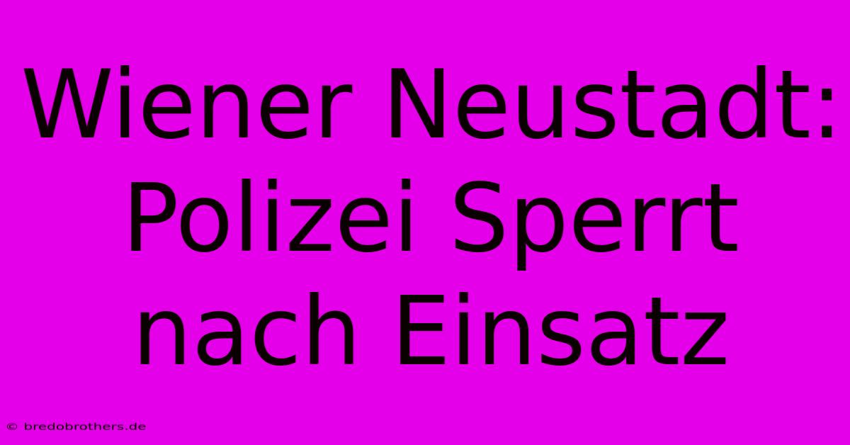 Wiener Neustadt: Polizei Sperrt Nach Einsatz