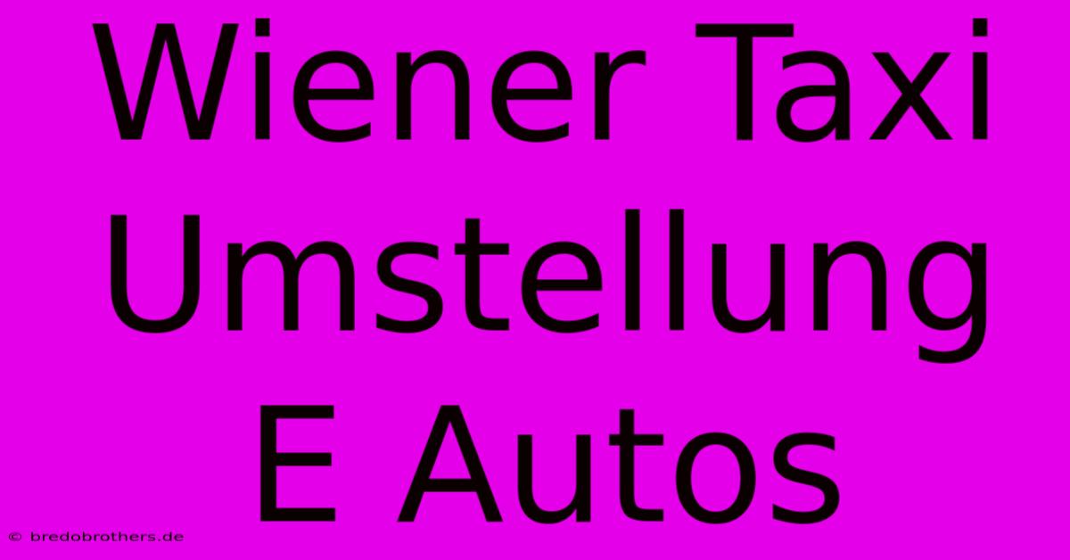 Wiener Taxi Umstellung E Autos