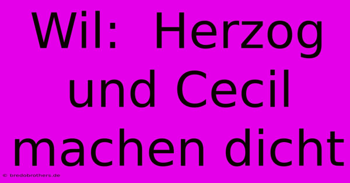 Wil:  Herzog Und Cecil Machen Dicht