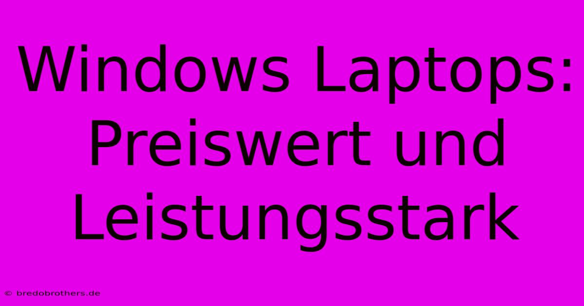 Windows Laptops: Preiswert Und Leistungsstark