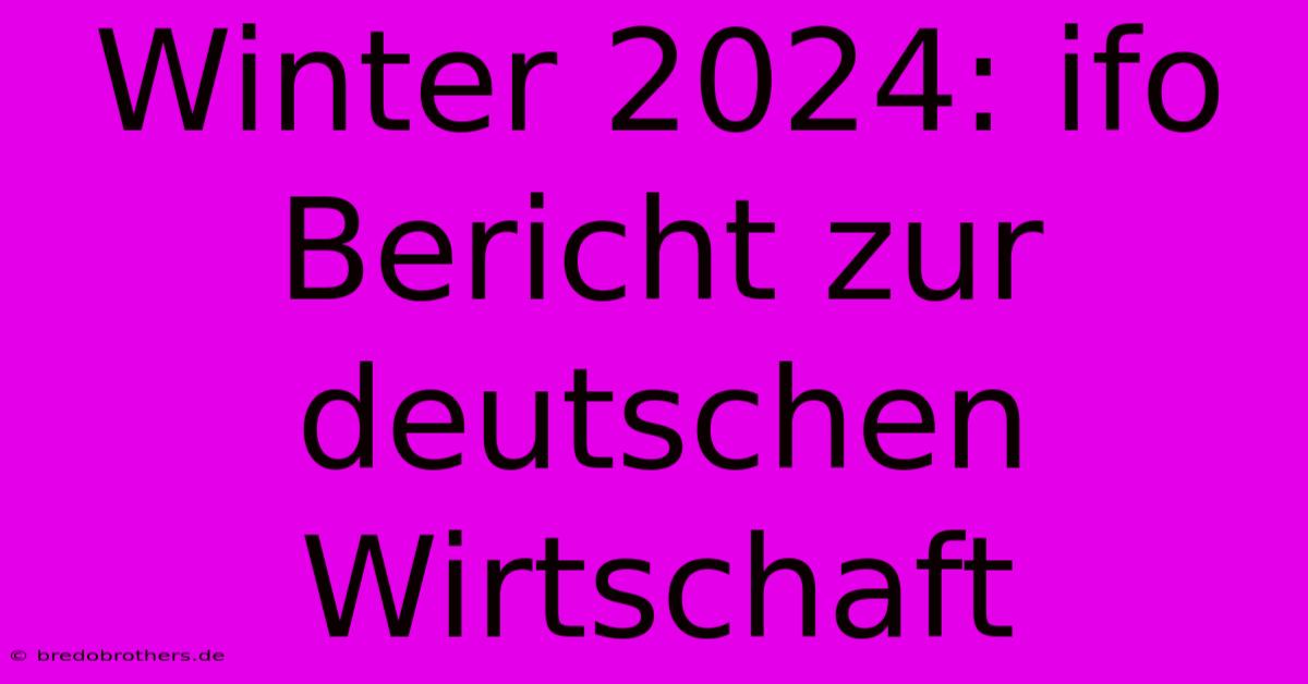 Winter 2024: Ifo Bericht Zur Deutschen Wirtschaft