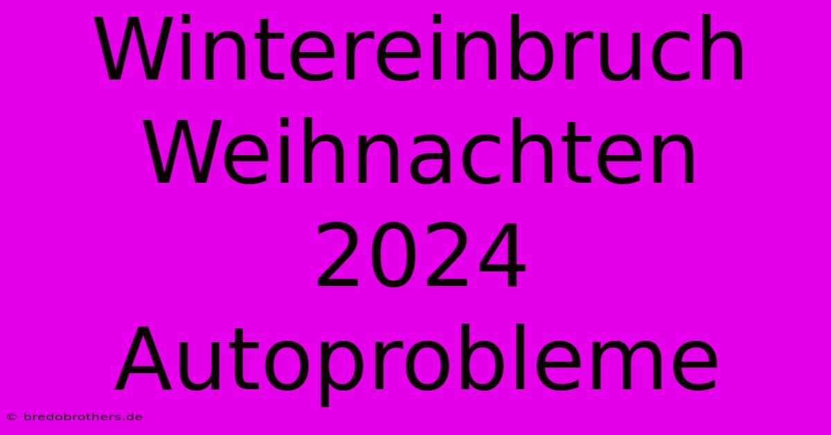 Wintereinbruch Weihnachten 2024 Autoprobleme