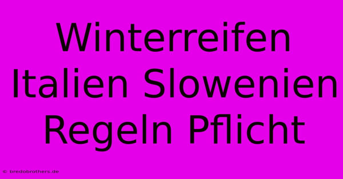 Winterreifen Italien Slowenien Regeln Pflicht