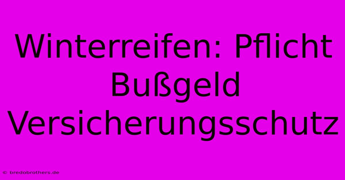 Winterreifen: Pflicht Bußgeld Versicherungsschutz