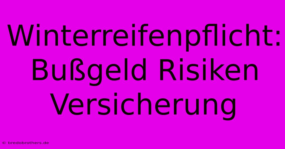 Winterreifenpflicht: Bußgeld Risiken Versicherung