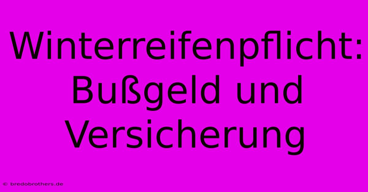 Winterreifenpflicht: Bußgeld Und Versicherung