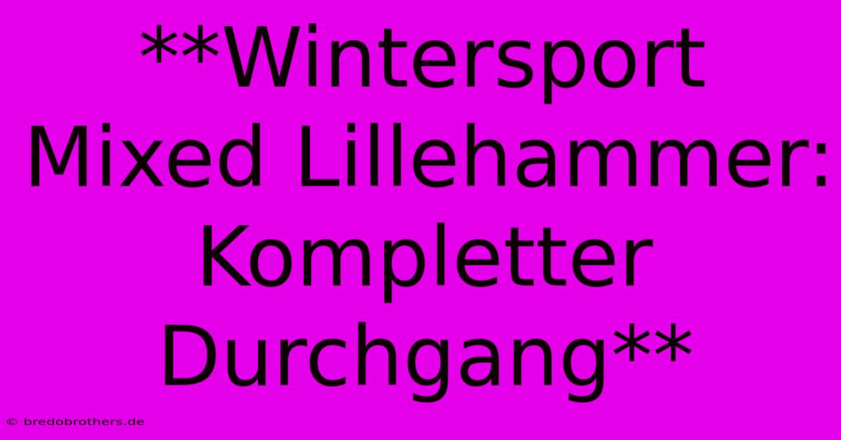 **Wintersport Mixed Lillehammer: Kompletter Durchgang**