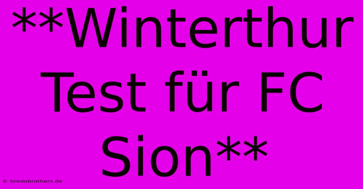 **Winterthur Test Für FC Sion**